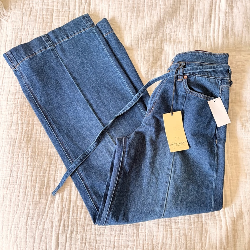 NEW SCOTCH & SODA High waisted Wide Leg COTTON Dark Blue Jeans 31” size 4,12 - Picture 9 of 16